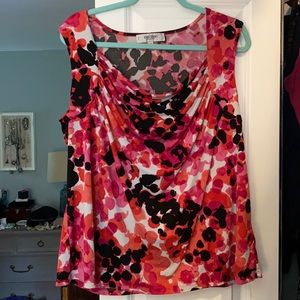 Red print Jones Studio 2x blouse